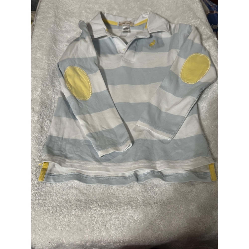 The Beaufort Bonnet Company Boys Blue White Stripe Pima Cotton Polo Shirt Size 7